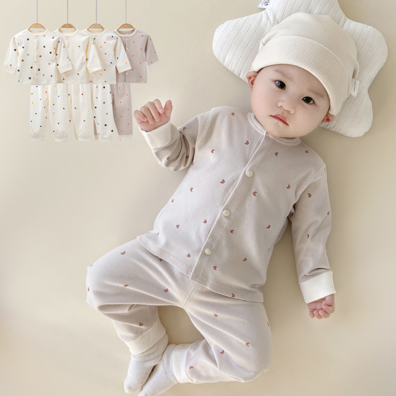 春秋婴儿纯棉套装宝宝四季款打底衫新生儿大屁屁开裆裤秋衣二件套