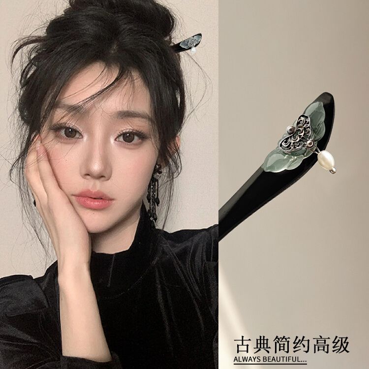 新中式复古珍珠发簪女国风古典古风高级感盘发头饰旗袍马面裙发饰