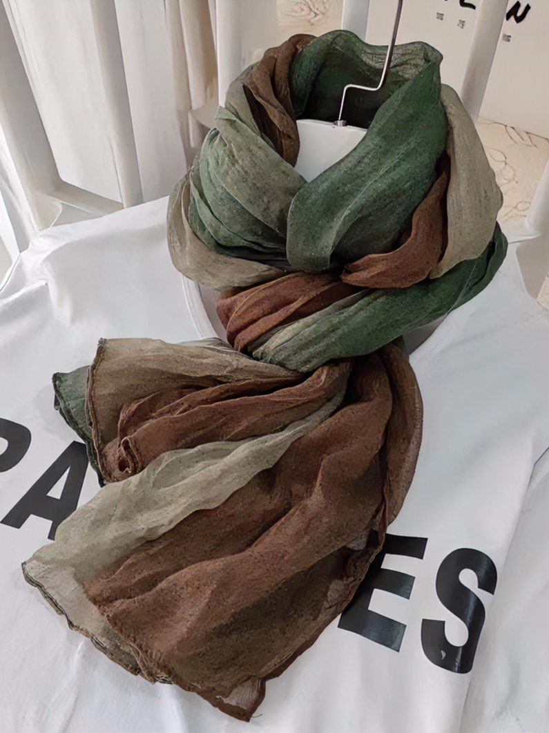 百搭复古长款围巾文艺纯色拼色长巾时尚春秋夏季薄款渐变韩版秋冬
