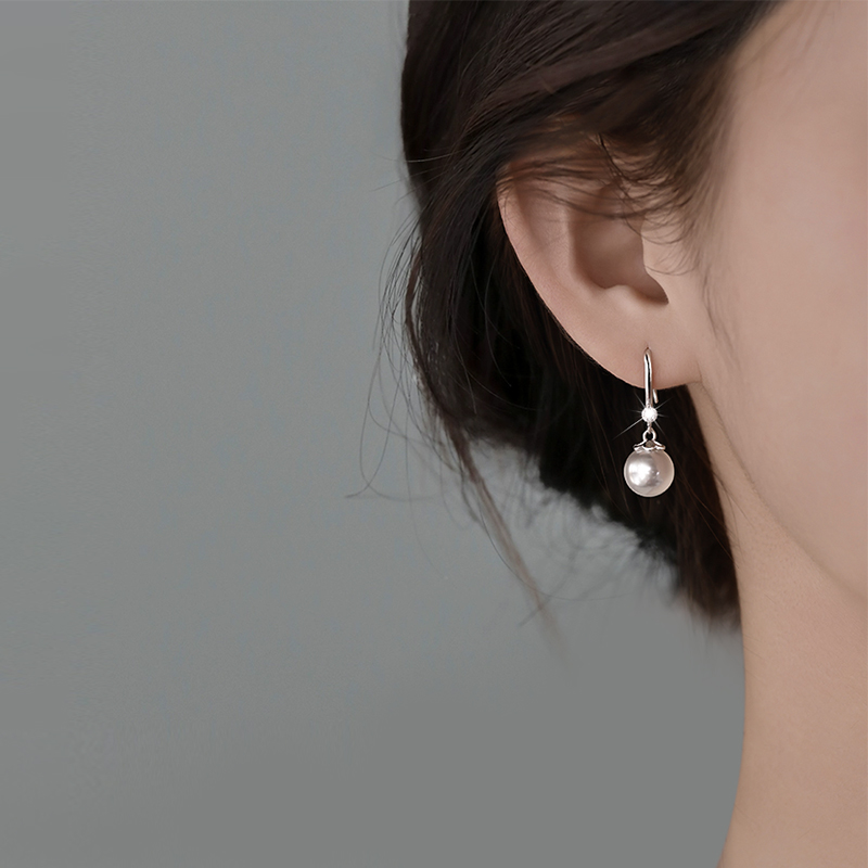 足银仿珍珠耳饰 999足银施家珍珠耳环女新款轻奢小众耳饰珍珠耳钉