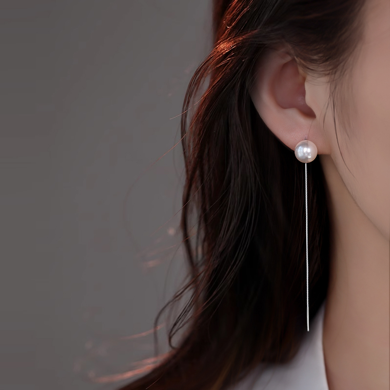 925银耳饰 925流苏珠珠耳线女新款2025春夏气质施家珍珠耳坠耳钉