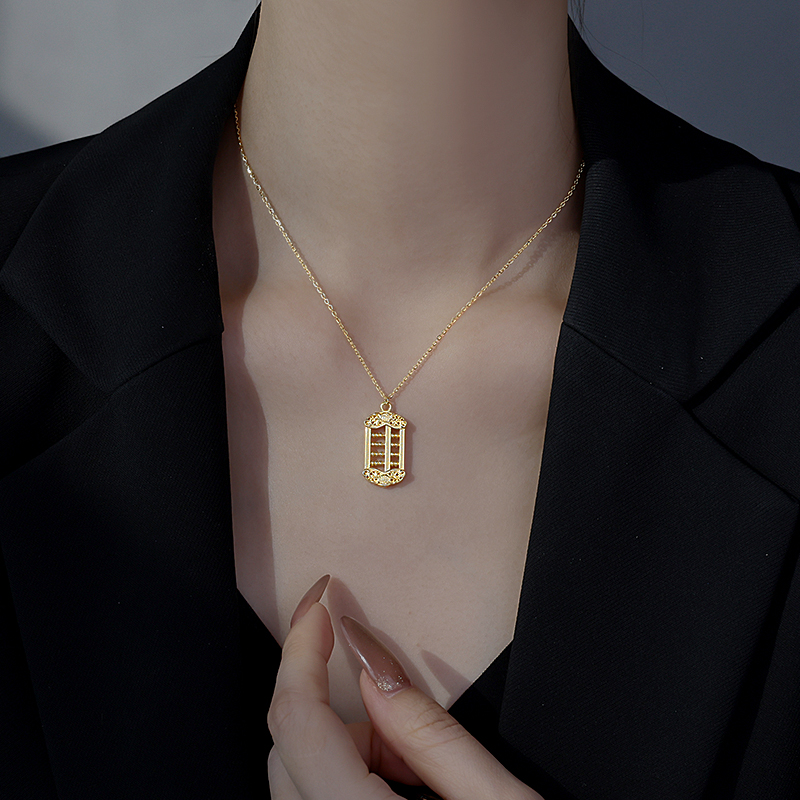 坠链均925银 925纯银如意算盘项链女新款2025爆款吊坠锁骨链首饰