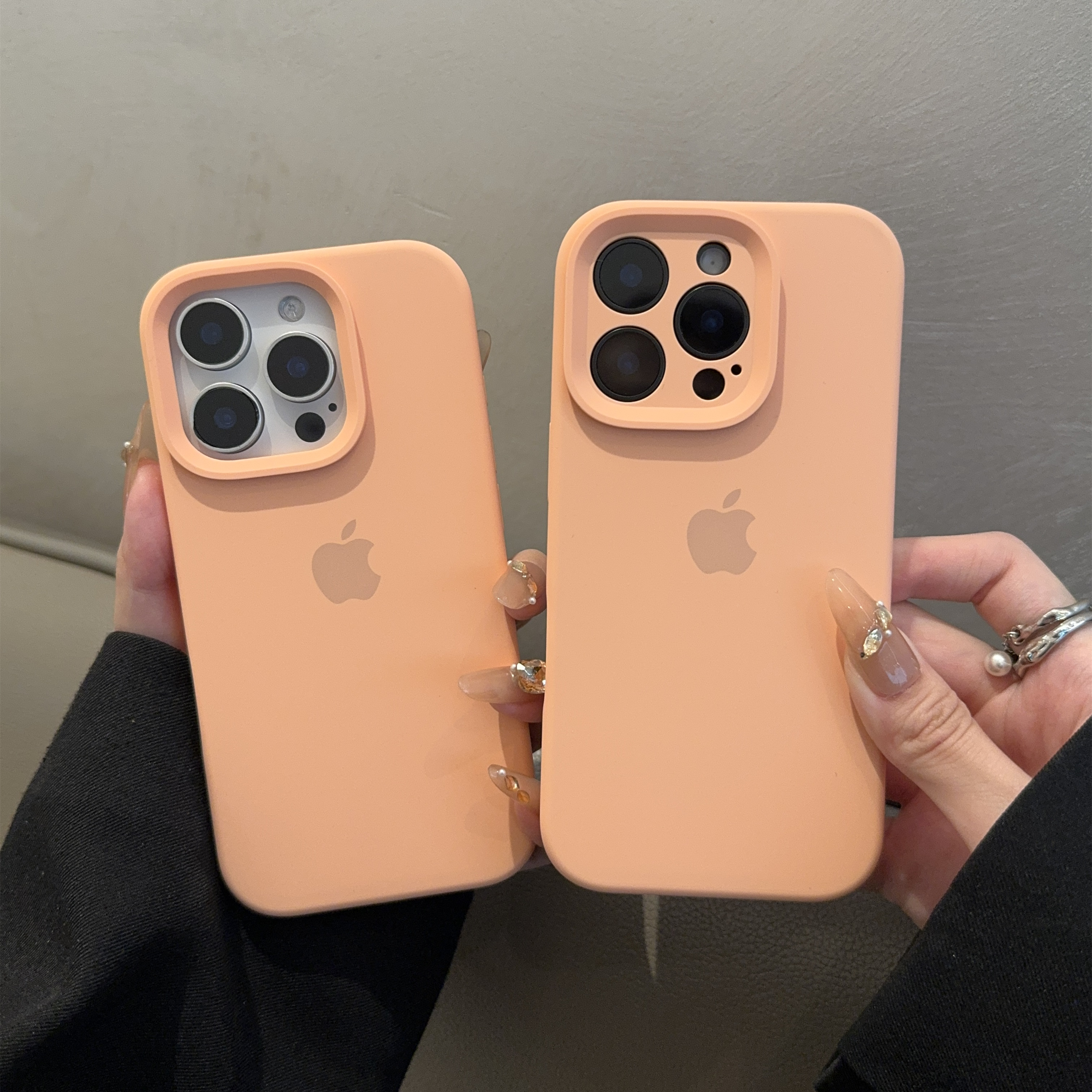 蜜瓜色适用苹果16promax手机壳15液态硅胶iphone14简约13纯色1211