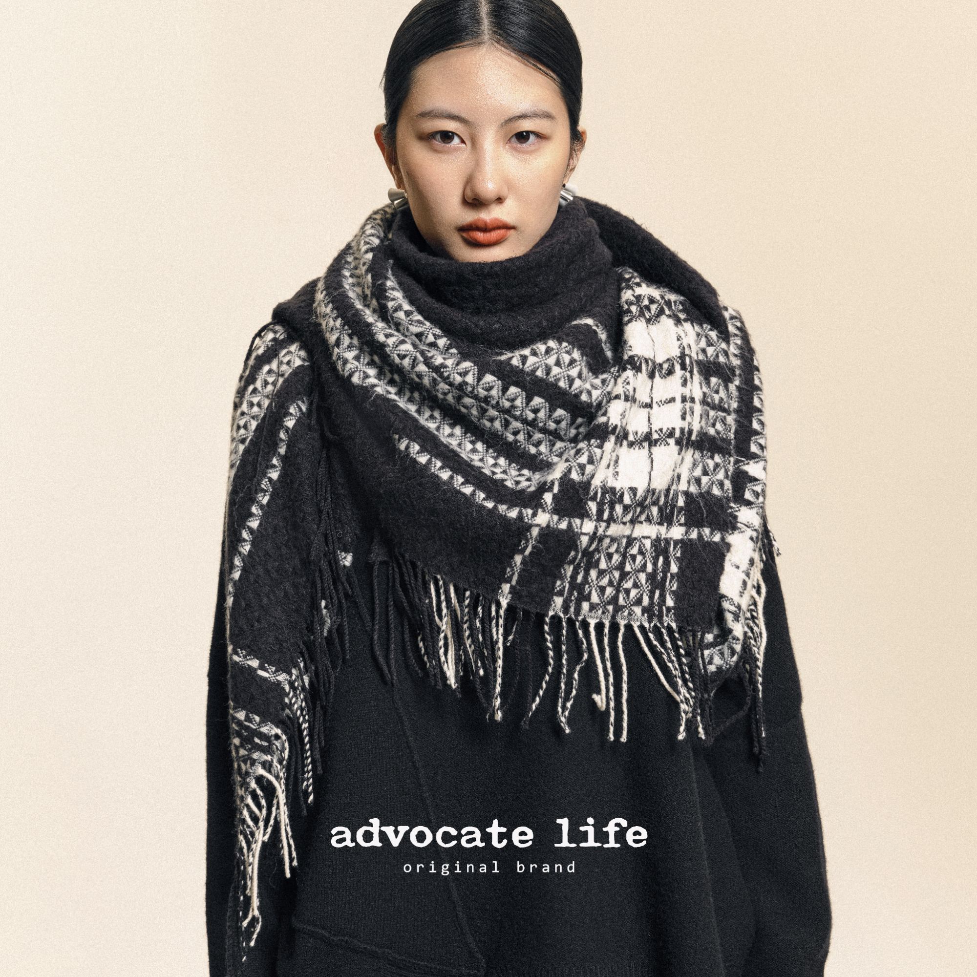 Advocatelife 2024新款气质时尚条纹撞色保暖复古围巾 GQ302426