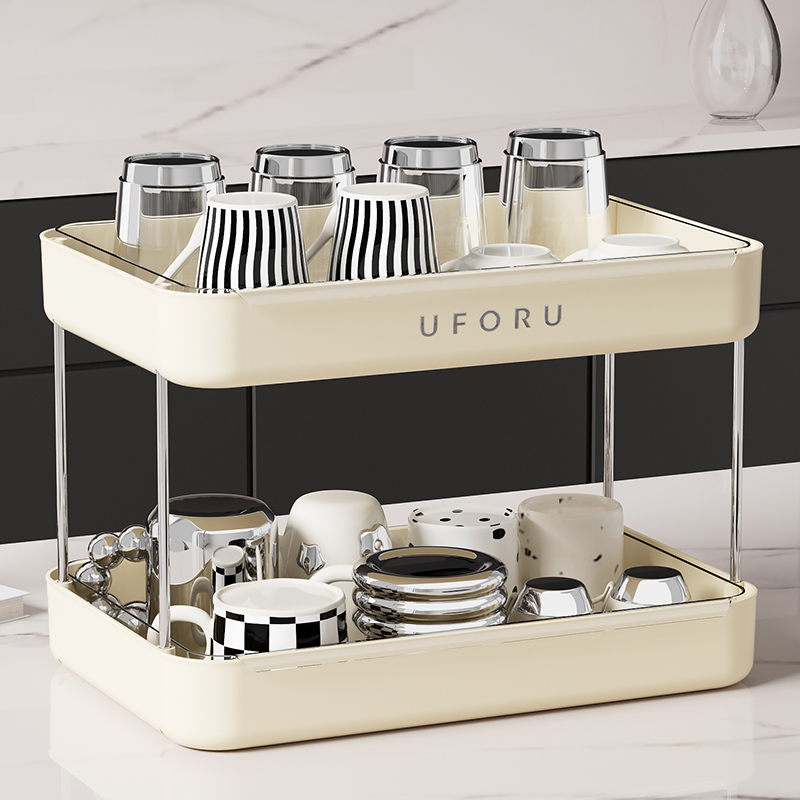 橱明星多功能沥水杯架家用茶杯收纳架加高双层桌面杯子收纳置物架