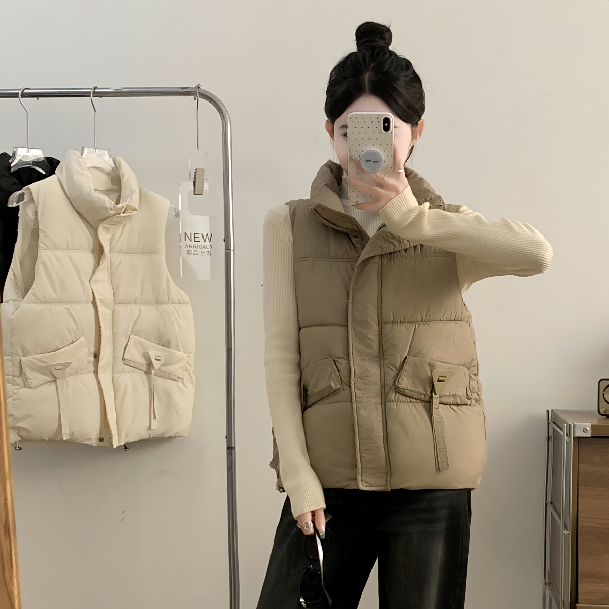 8811胖mm棉服马甲女秋冬新款洋气背心马夹外套宽松百搭外穿棉坎肩