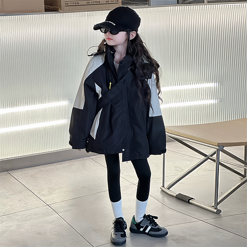 女款女童冲锋衣三合一秋冬款新款儿童连帽外套中大童冬季户外风衣