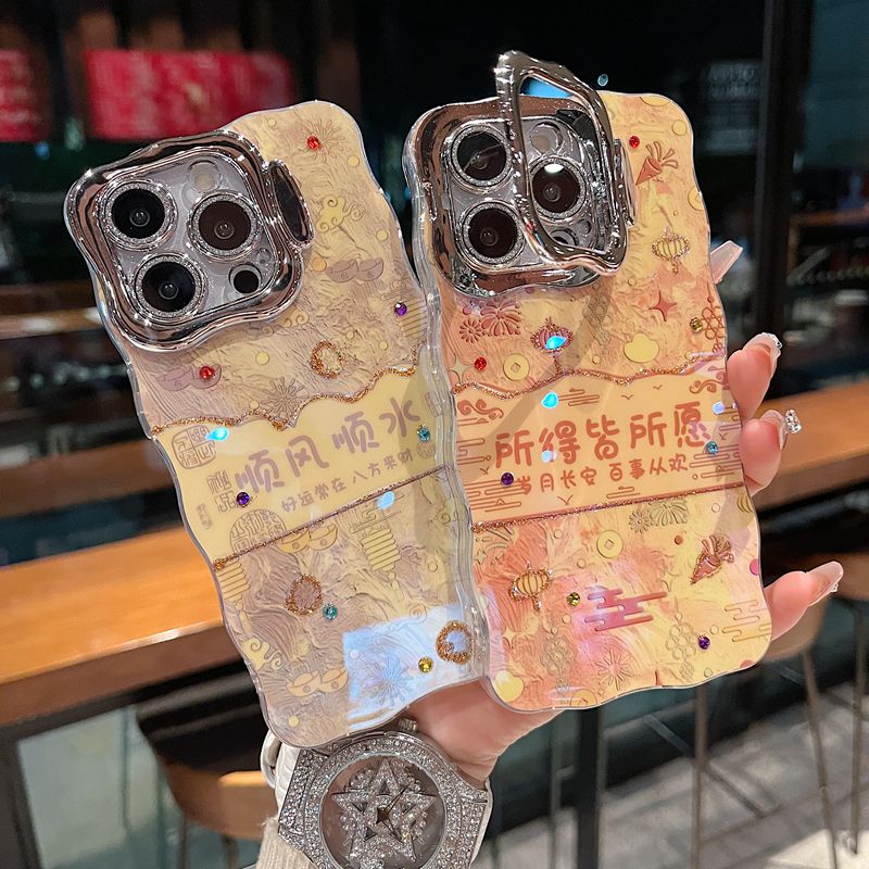 适用苹果系列iPhone16新款手机壳顺风顺水全包闪粉镜头膜隐形支架