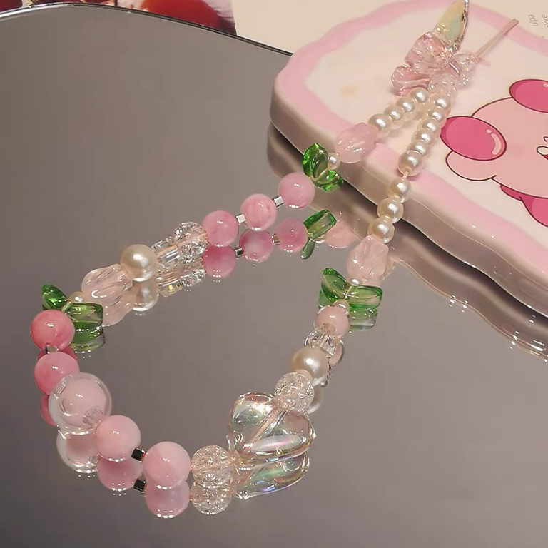 韩风ins夏天新款珠珠链条所有手机壳百搭挂链便携挂绳清新少女