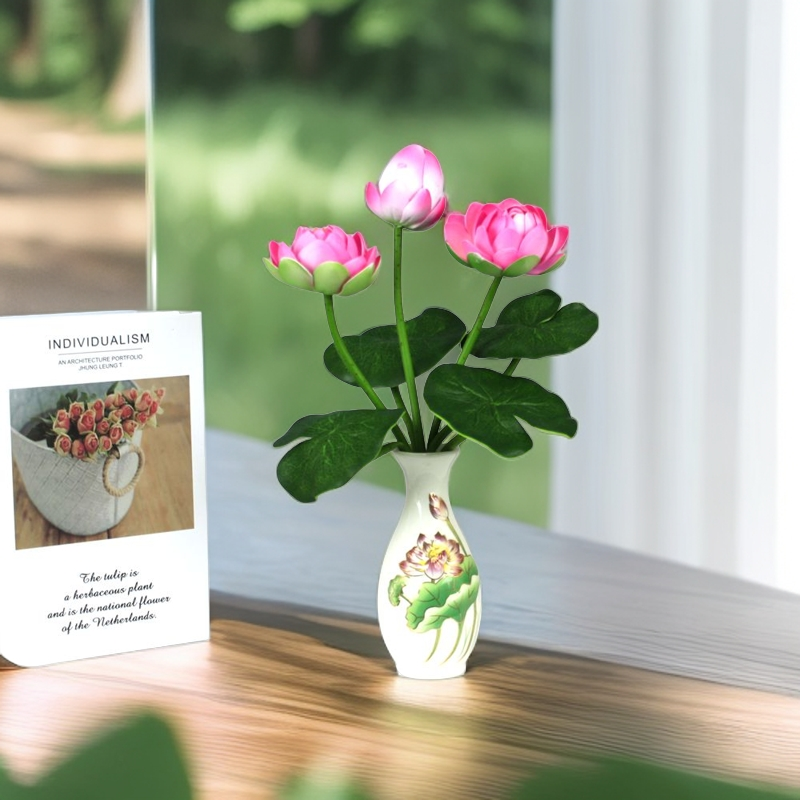 佛像前供花荷花pe材质仿真莲花装饰花佛花仙家神台财神前供花花束