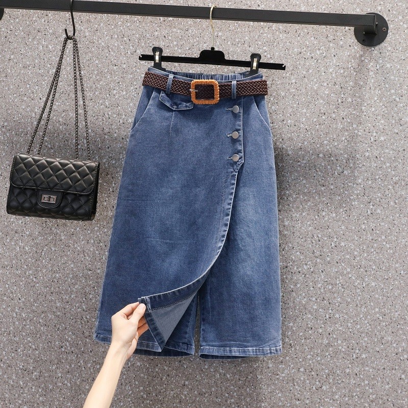 牛仔裙半身裙裤女夏七分裤2025年新款裤裙高腰宽松中长款阔腿裤子