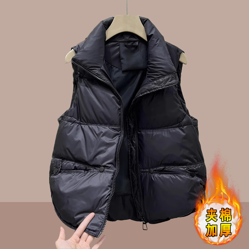 法式立领棉服马甲女2026秋冬季爆款小个子百搭外套加厚马夹上衣潮