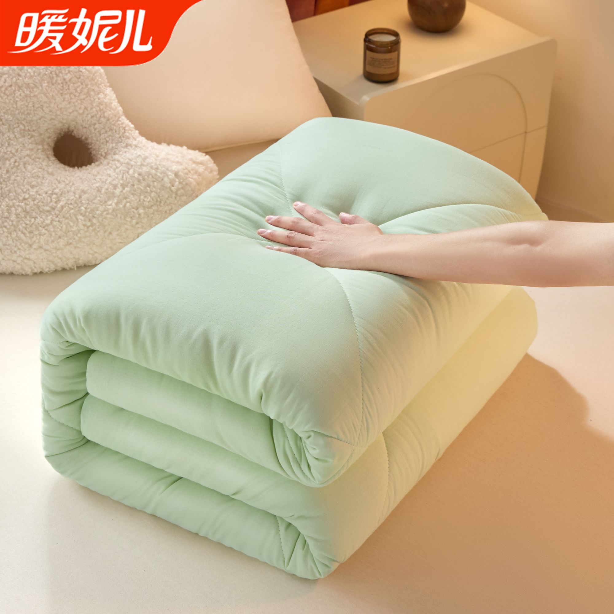 新疆棉花棉被被全棉双层纱绗缝被冬被棉花棉被被芯褥子盖垫同款