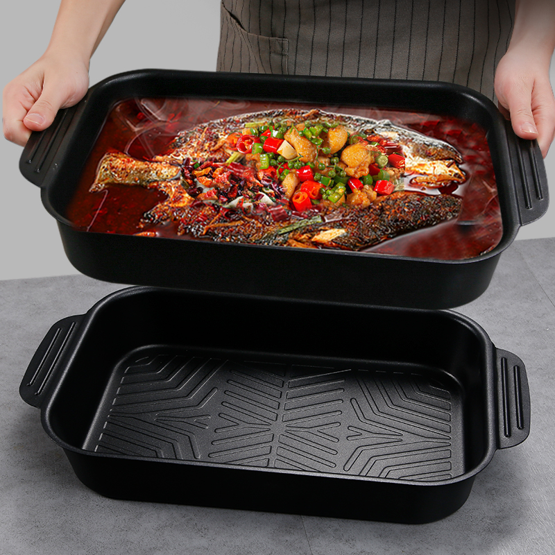 碳钢烤鱼盘烤鱼托盘电磁炉烤肉盘烧烤盘烤箱用烤盘户外不粘锅家用