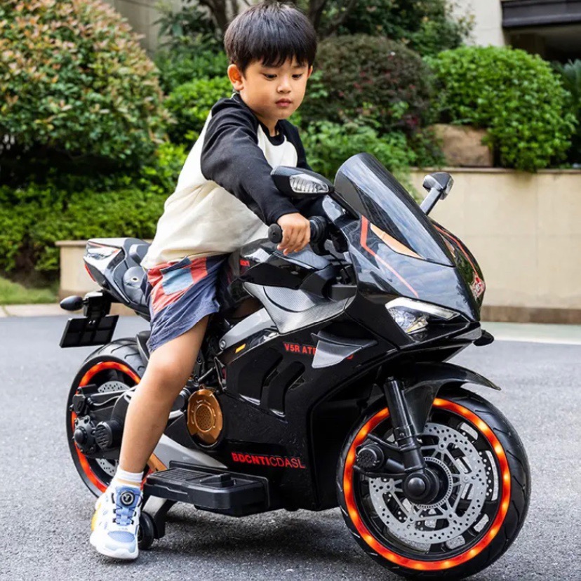 超大号儿童动力摩托车3-13岁男女宝可坐人可升级电瓶车玩具童车