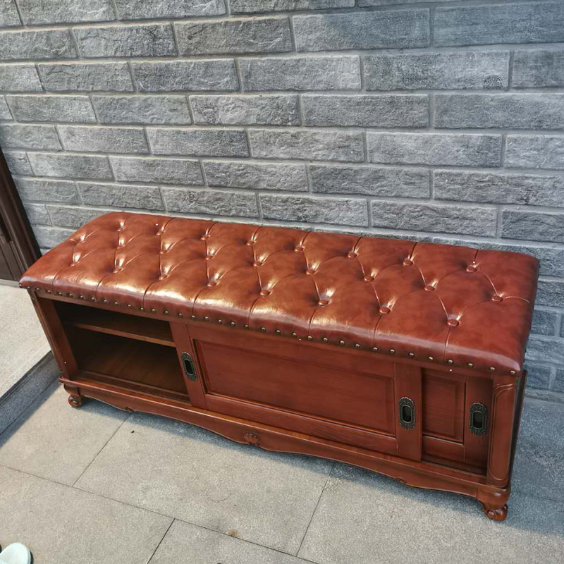 真皮换鞋凳鞋柜高档美式家用玄关入户门口欧式可坐式穿鞋凳网红款