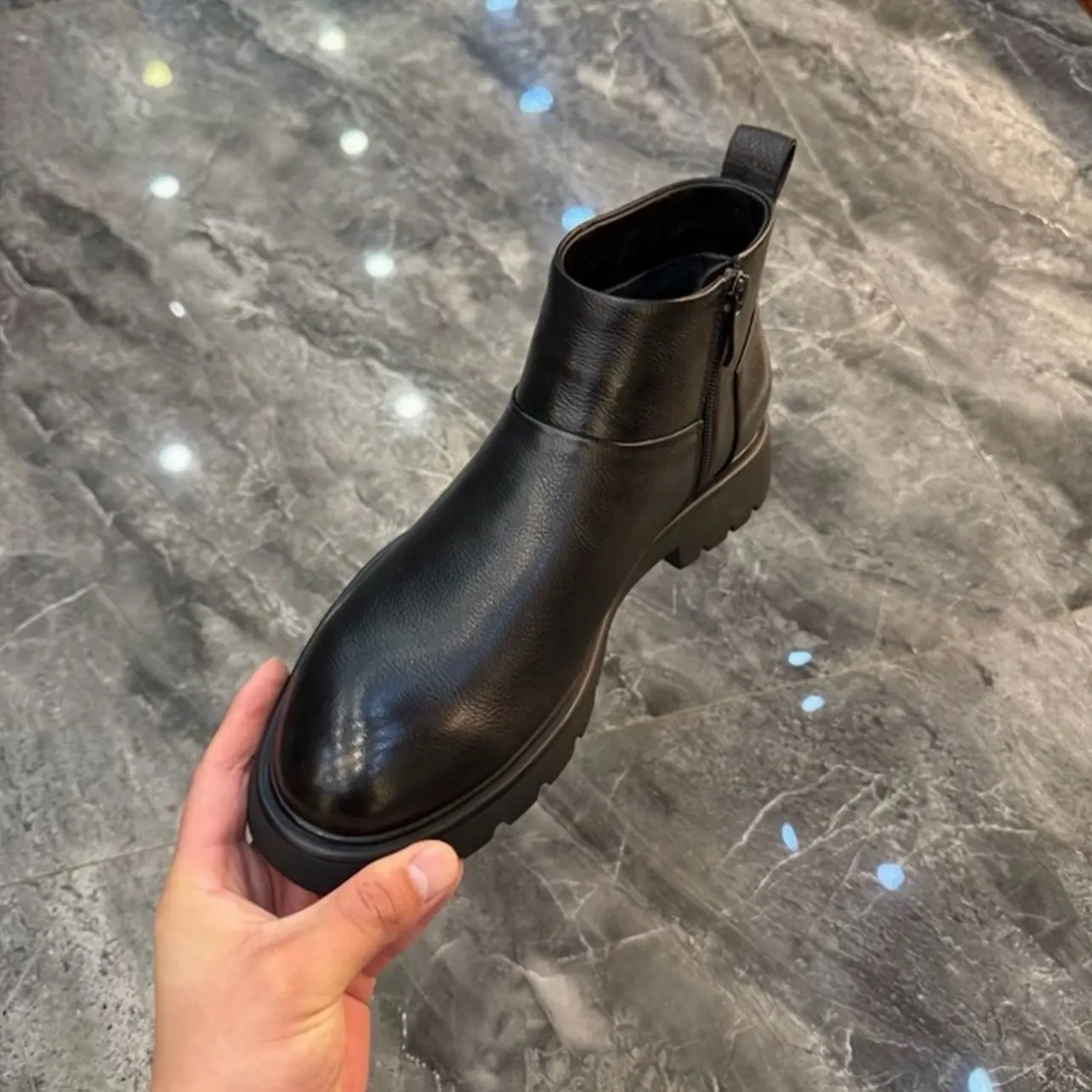 9003百搭侧拉链纯色薄款厚款切尔西靴皮革拼接高帮透气