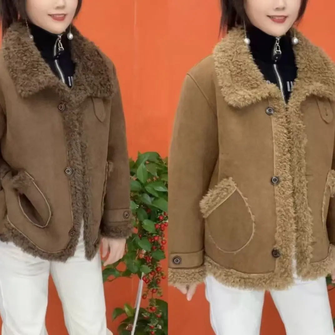 冬季新款韩版时尚百搭宽松显瘦翻领长袖休闲短外套女