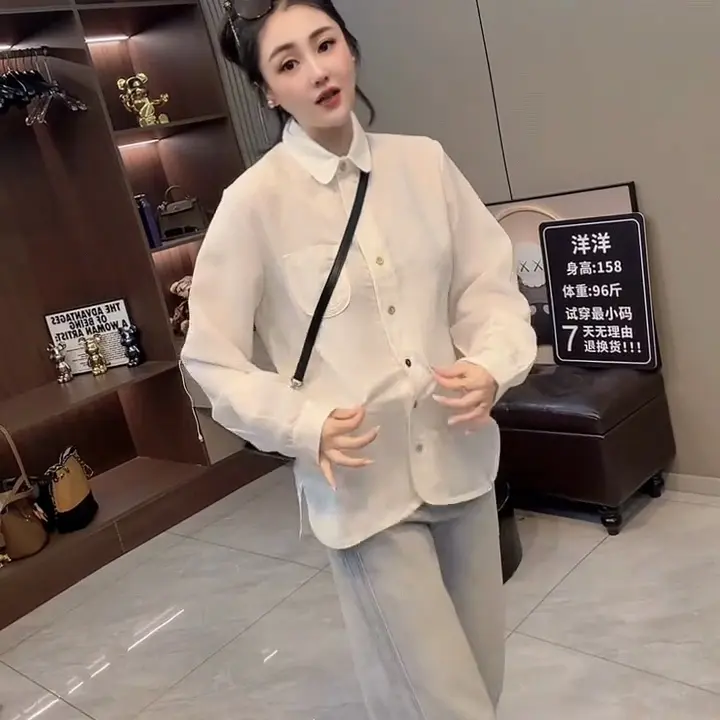 2025年秋冬季棉麻polo领衬衫女长袖彩扣文艺小清新衬衣女潮