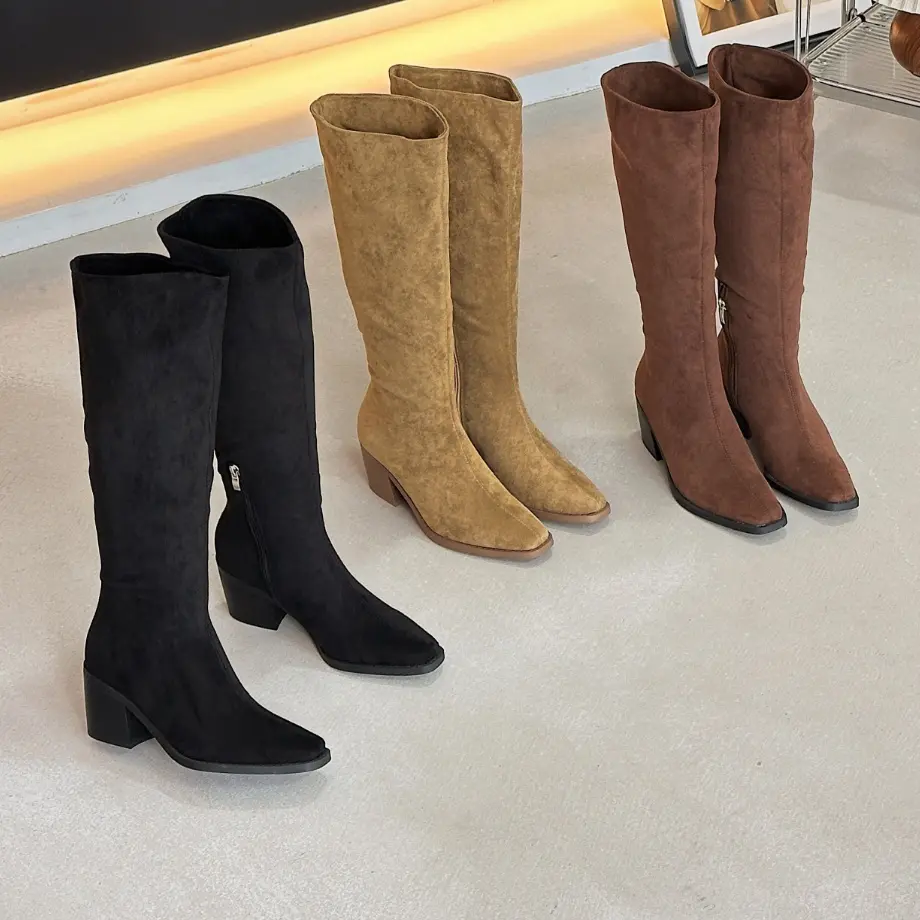 1331长靴过膝尖头瘦瘦靴中筒时装靴女靴骑士秋冬牛仔