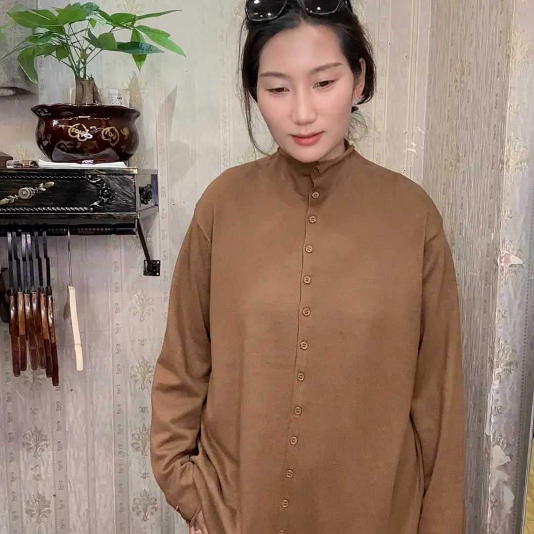 秋冬长袖纯色细羊毛针织打底宽松上衣舒适百搭