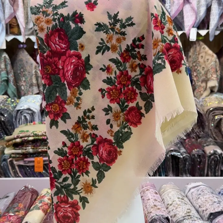 玫瑰花民族风棉麻印花舒适护肩百搭外搭复古春秋披肩气质冬季秋冬