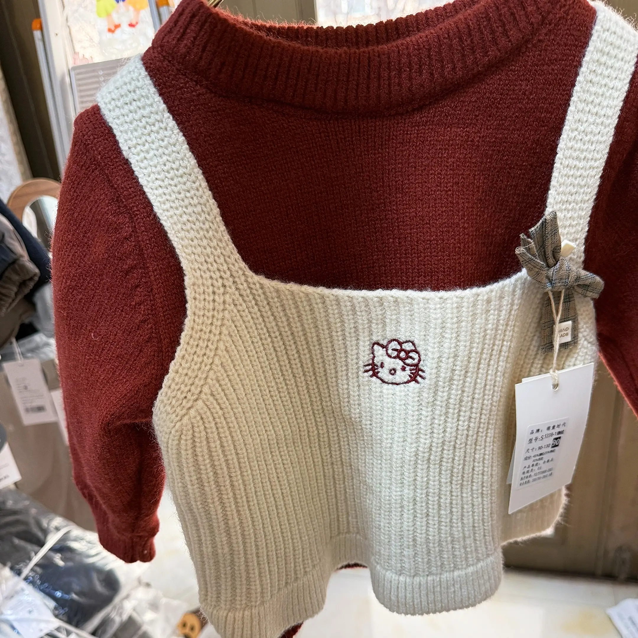 女童休闲风厚款套头毛衣森系针织衫半高领小童卡通风