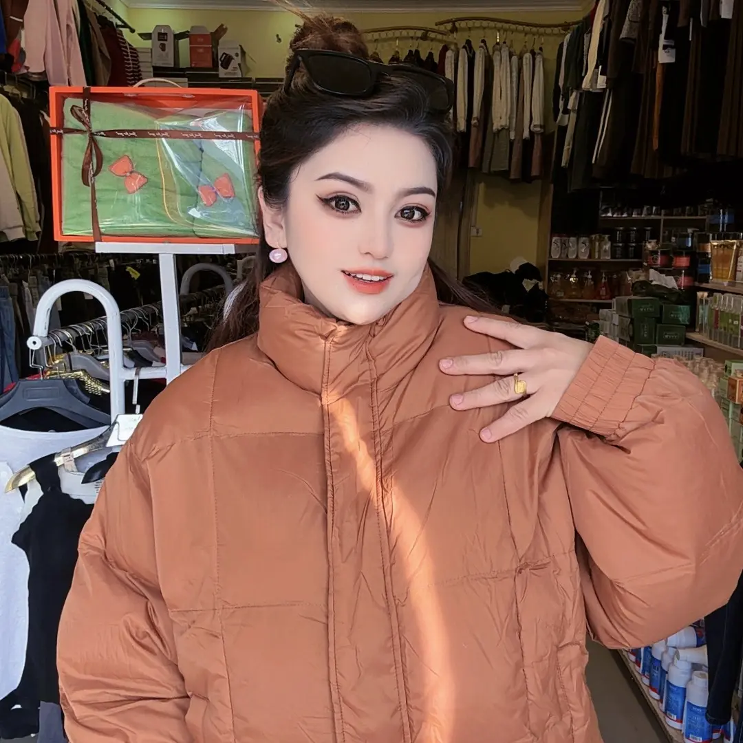 简约时尚小个子短款棉服女韩系加厚保暖棉衣冬季外套