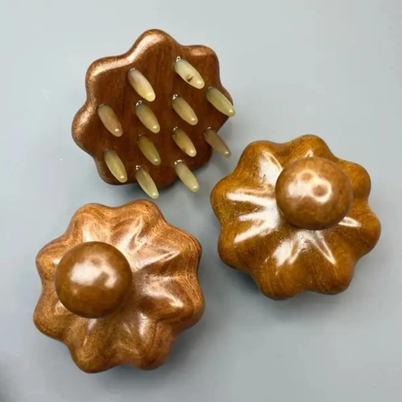 金丝檀木羊角南瓜按摩梳便携家用头部经络梳全身疏通穴位头疗梳