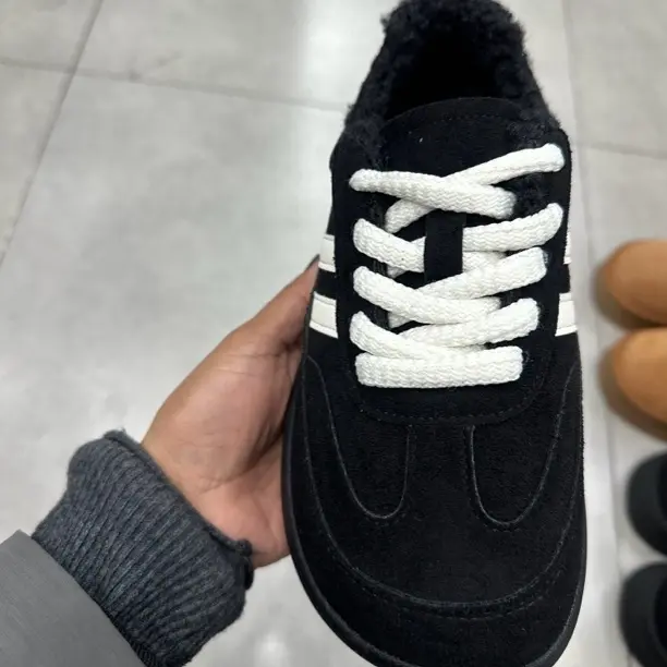 新款秋冬加绒厚底大头面包鞋女保暖百搭德训板鞋丑萌休闲棉鞋