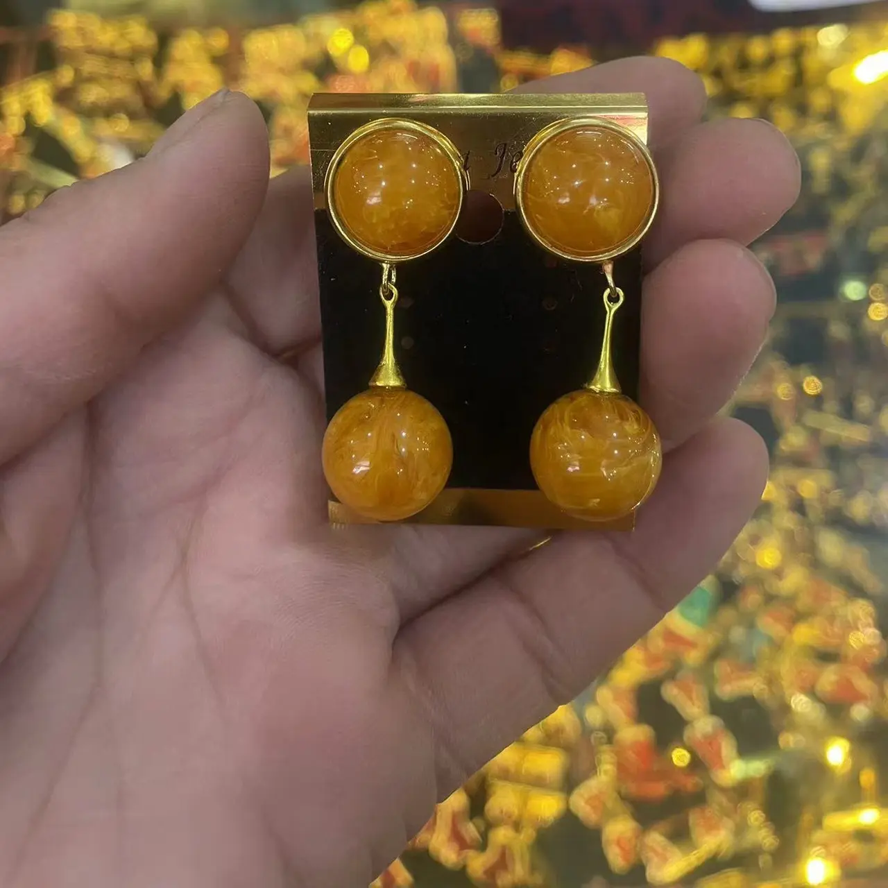 铜合金莫桑石耳饰 铜合金莫桑石藏式风格复古小众耳钉耳饰