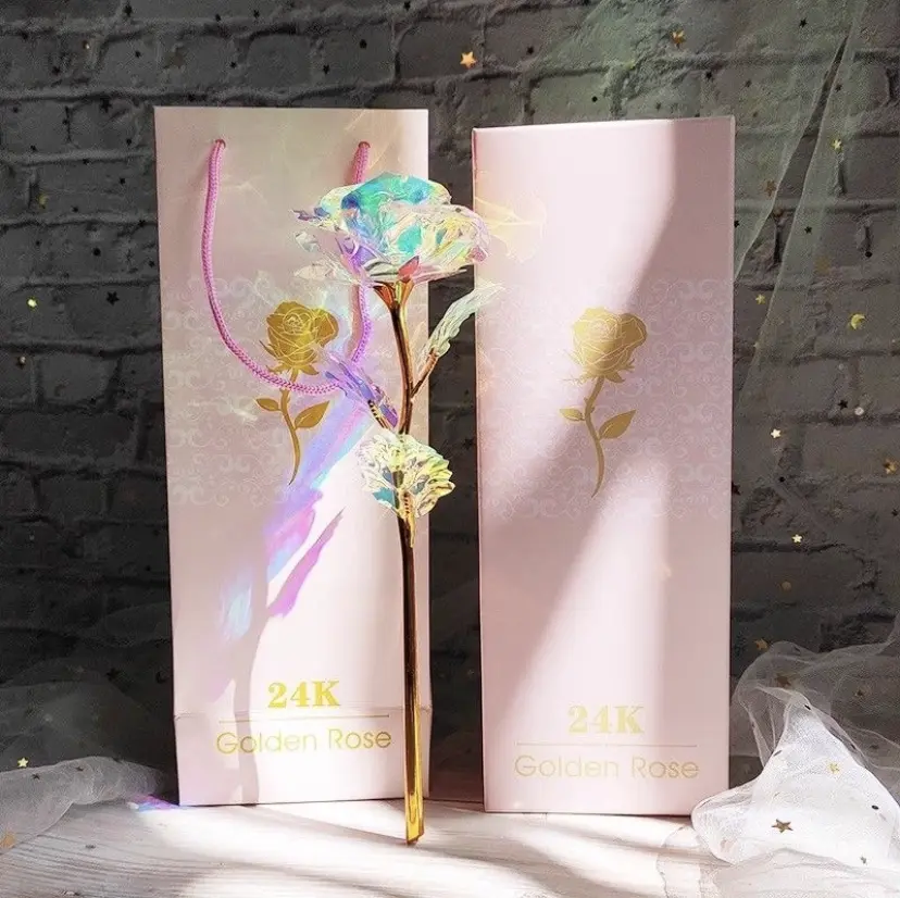 【皮卡】七彩玫瑰花七夕礼物永生花星空彩金玫瑰花烂漫驾车个人用品