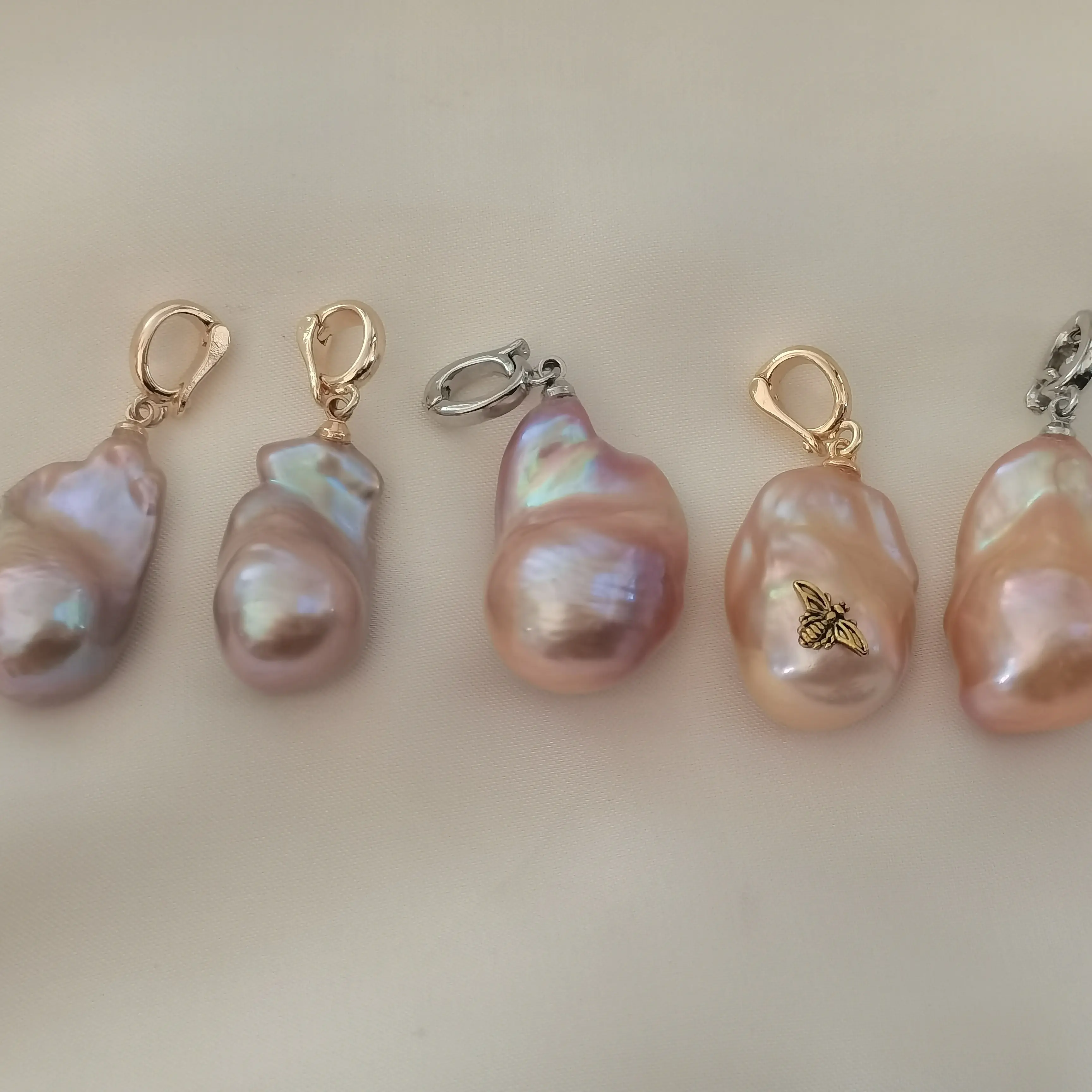 天然淡水珍珠吊坠 万能扣气质轻奢时尚复古简约百搭彩色素款