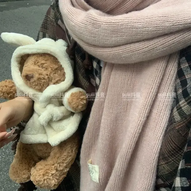 suiii·淡淡的温柔的粉色～秋冬新款纯色围巾围脖ins网红同款