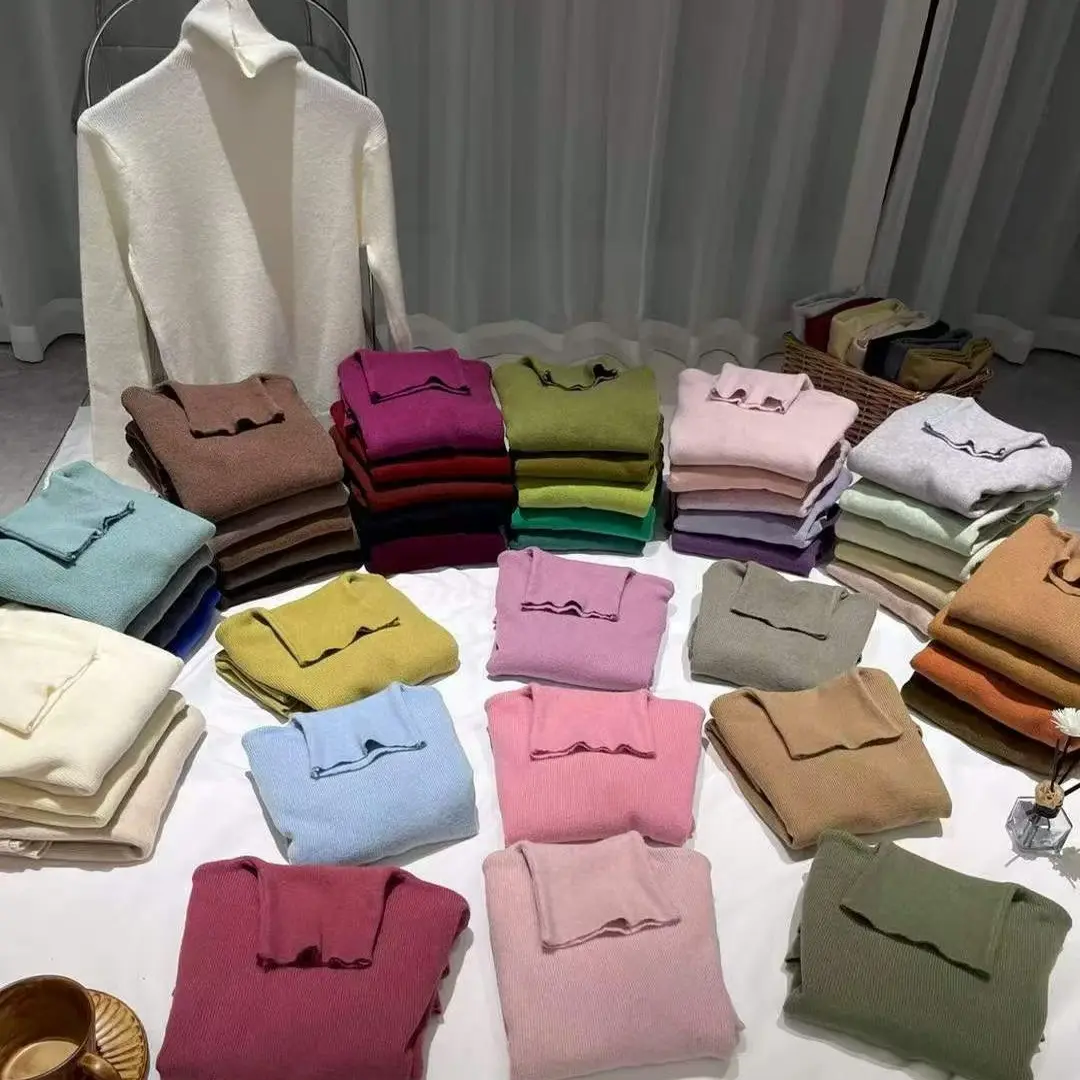 高领常规袖套头款多色毛针织衫上衣针织轻职风保暖