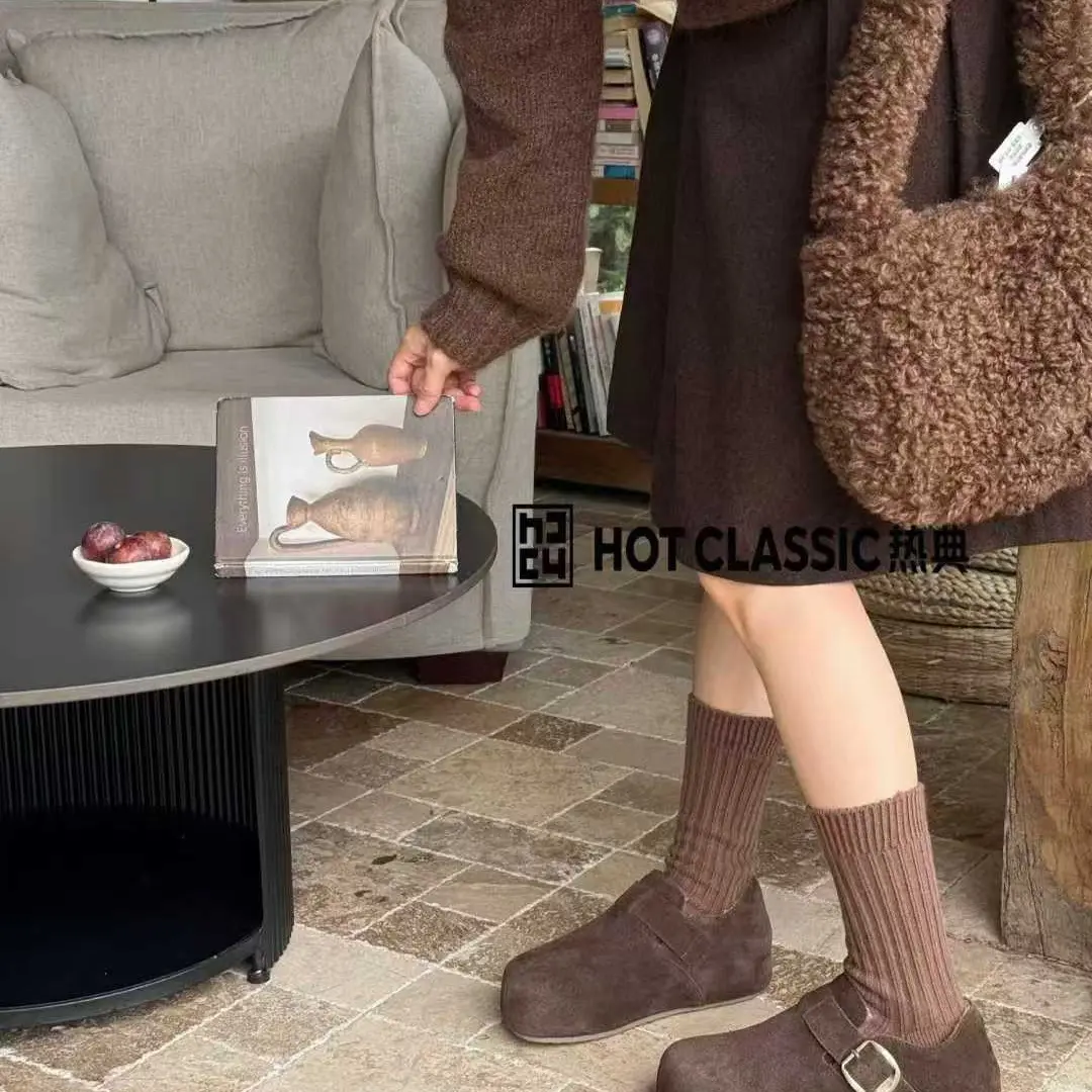 复古深口厚底薄款时尚休闲鞋圆头时尚耐磨秋季纯色