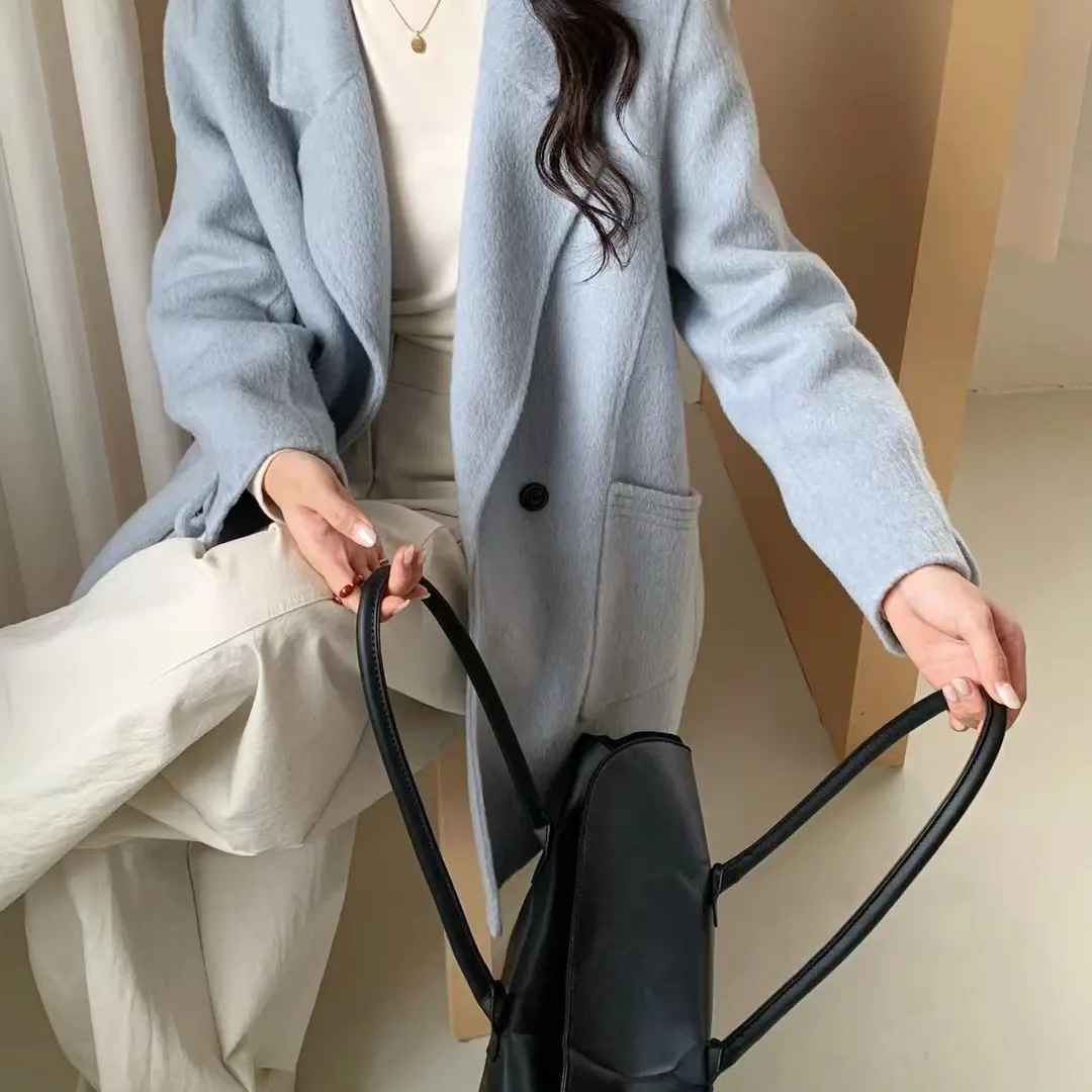 妱茗高品质羊绒外套宽松西装大衣小个子百搭显瘦休闲外套