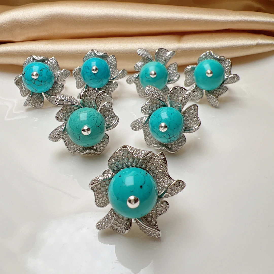 925银银制品 天然原创设计十堰松原石戒指