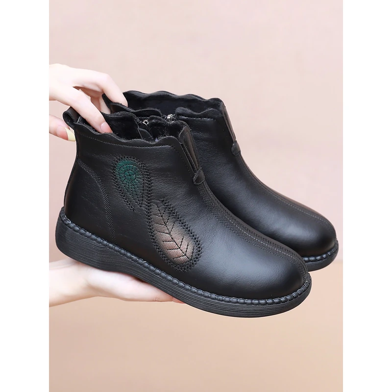 冬季老北京布鞋女棉鞋加绒加厚保暖妈妈鞋中老年人软底防滑棉靴子