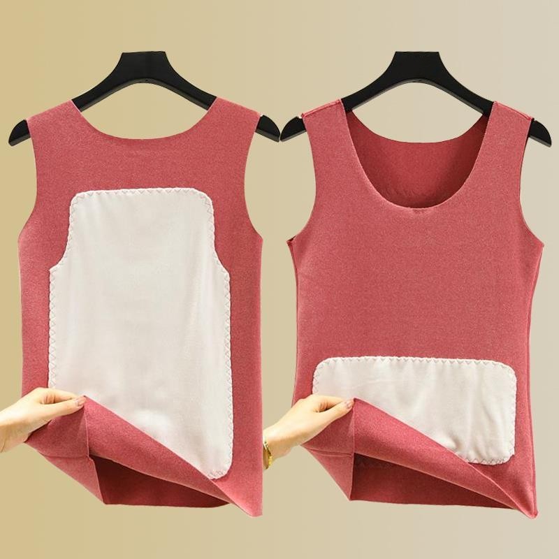 德绒背心女冬无痕保暖吊带内搭加绒加厚打底衫双面绒大码修身上衣