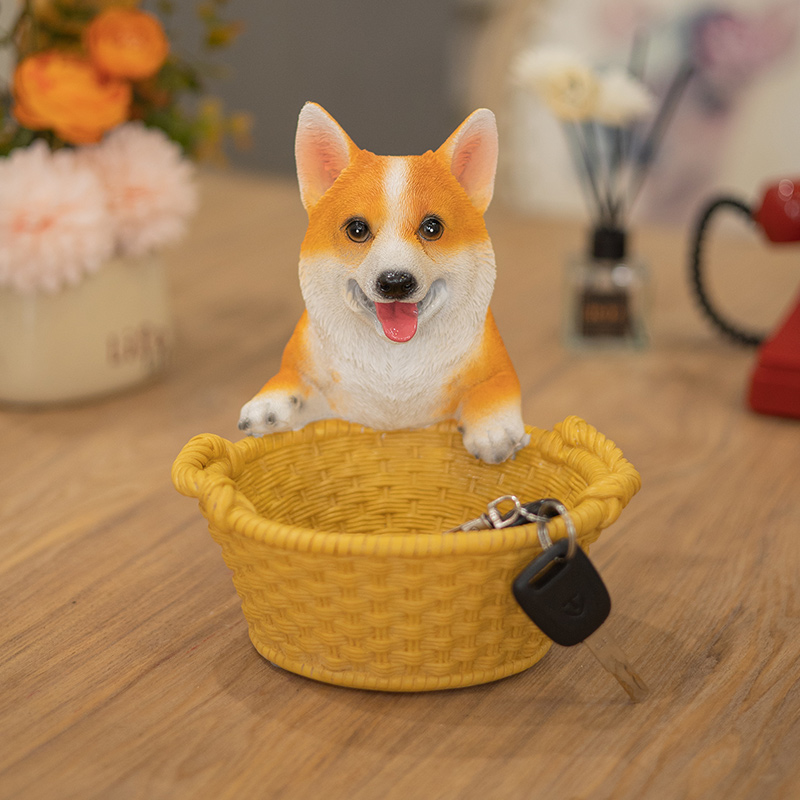 乔迁新居可爱狗进门玄关鞋柜钥匙收纳摆件创意软装网红高档装饰品