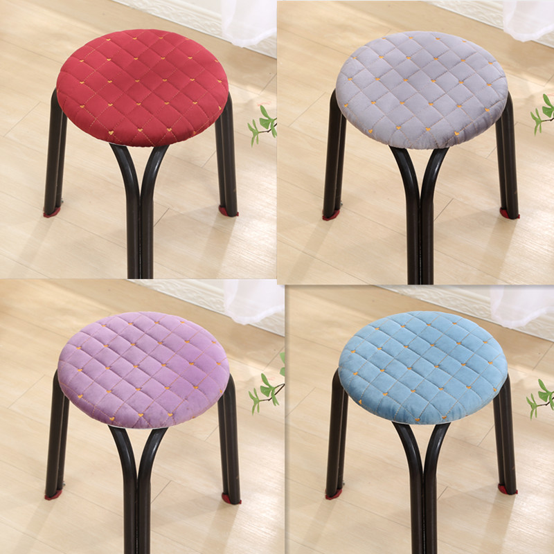 4个装加棉桃心圆形好看凳子套绗缝圆形座套家用椅套坐垫花色品质