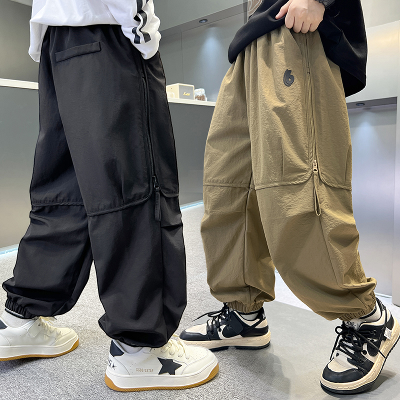 男童裤子秋冬款工装裤2025新款儿童秋装中大童男孩宽松加绒长裤潮