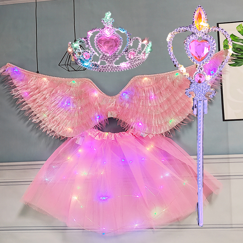 发光天使羽毛翅膀cosplay道具圣诞节万圣节表演服装女孩生日礼物