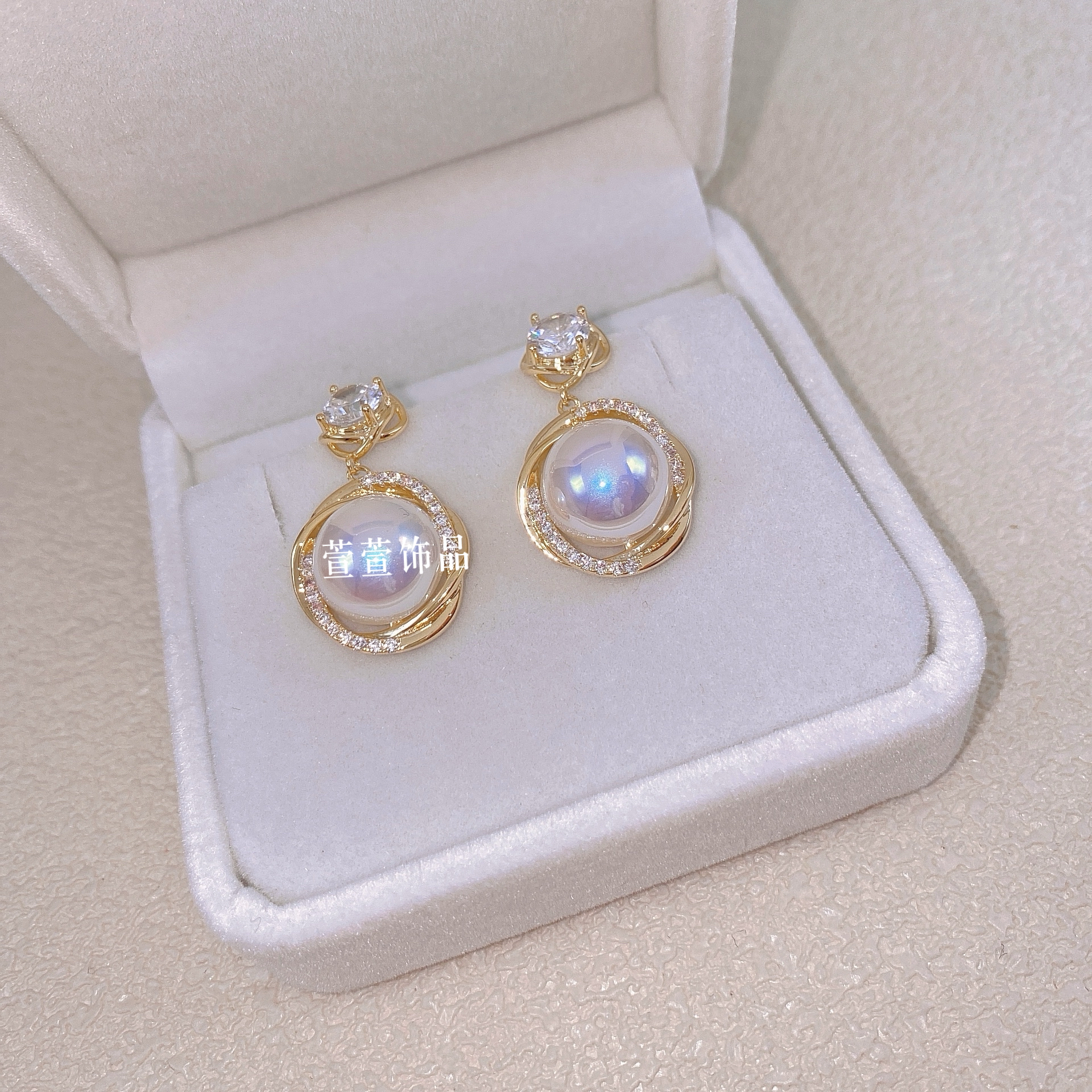 铜合金耳饰 气质轻奢百搭复古优雅法式时尚珠珠耳环0161