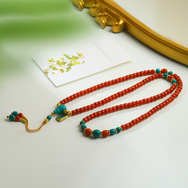 【朱红璀璨】M114•高级红色老型珠108项链男女款多圈时尚散配珠饰品