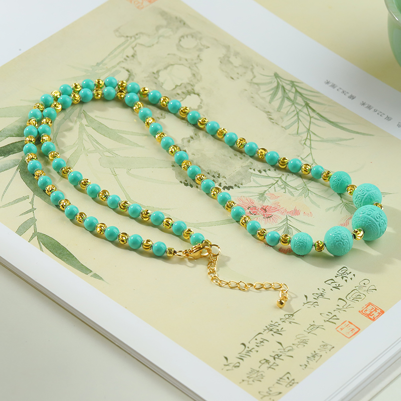 【绿韵流转】E115•精品瓷高绿色回纹珠手链锁骨链妈妈链项链女饰品