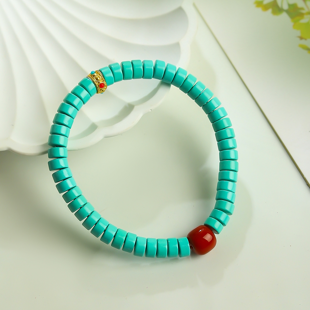 【简洁大气】D124•精工手作瓷高绿色直切隔片垫片手串单圈叠搭时尚