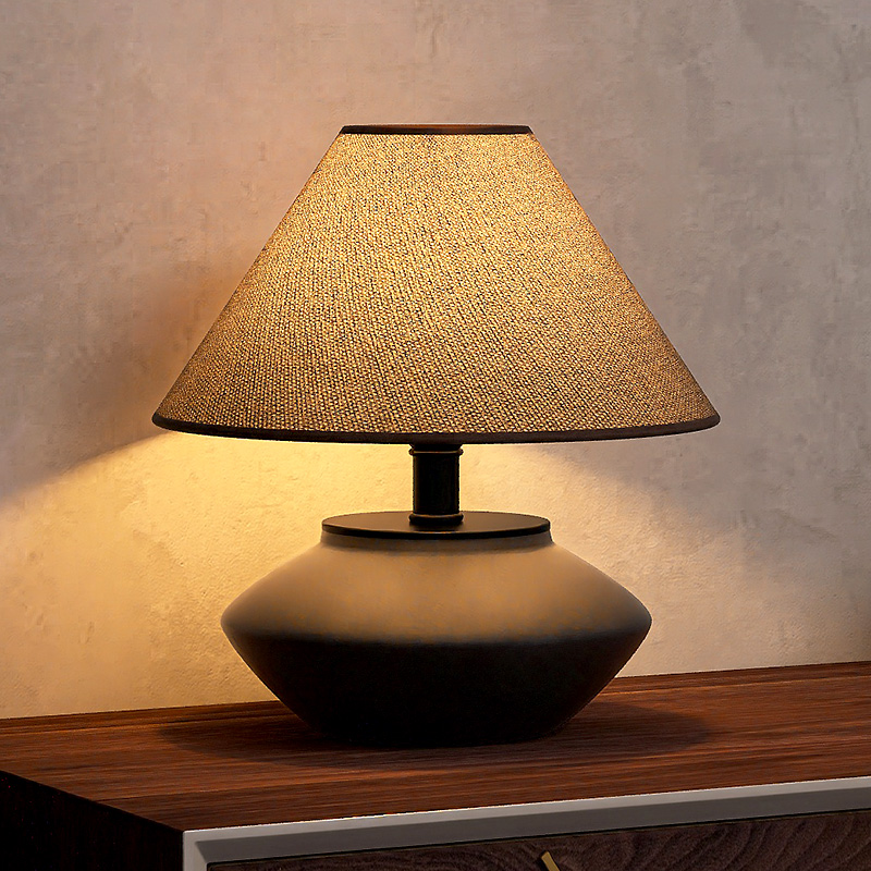 新中式陶瓷台灯复古简约卧室床头灯侘寂风中古风民宿节能高颜值