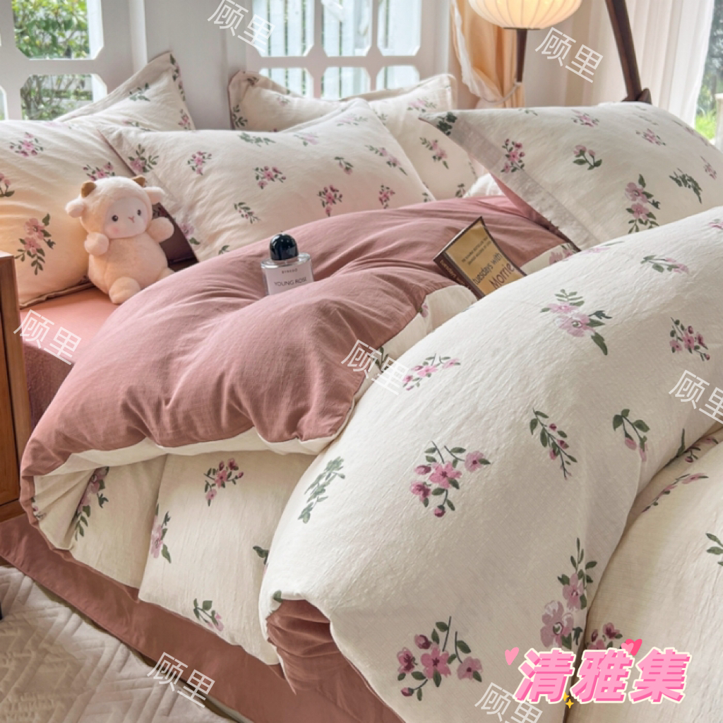 新款爆款母婴级有氧提花小竺棉三四件套亲肤柔软透气